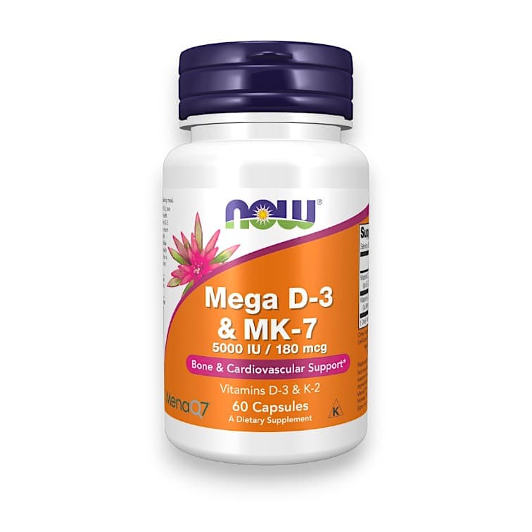 NOW Foods, Mega D-3 & MK-7, 5,000 IU / 180 mcg, 60 Capsules