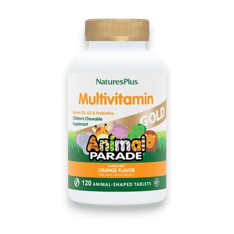 NaturesPlus, Animal Parade® Gold, Children's Chewable Multivitamin, Orange, 120 Animal-Shaped Tablets