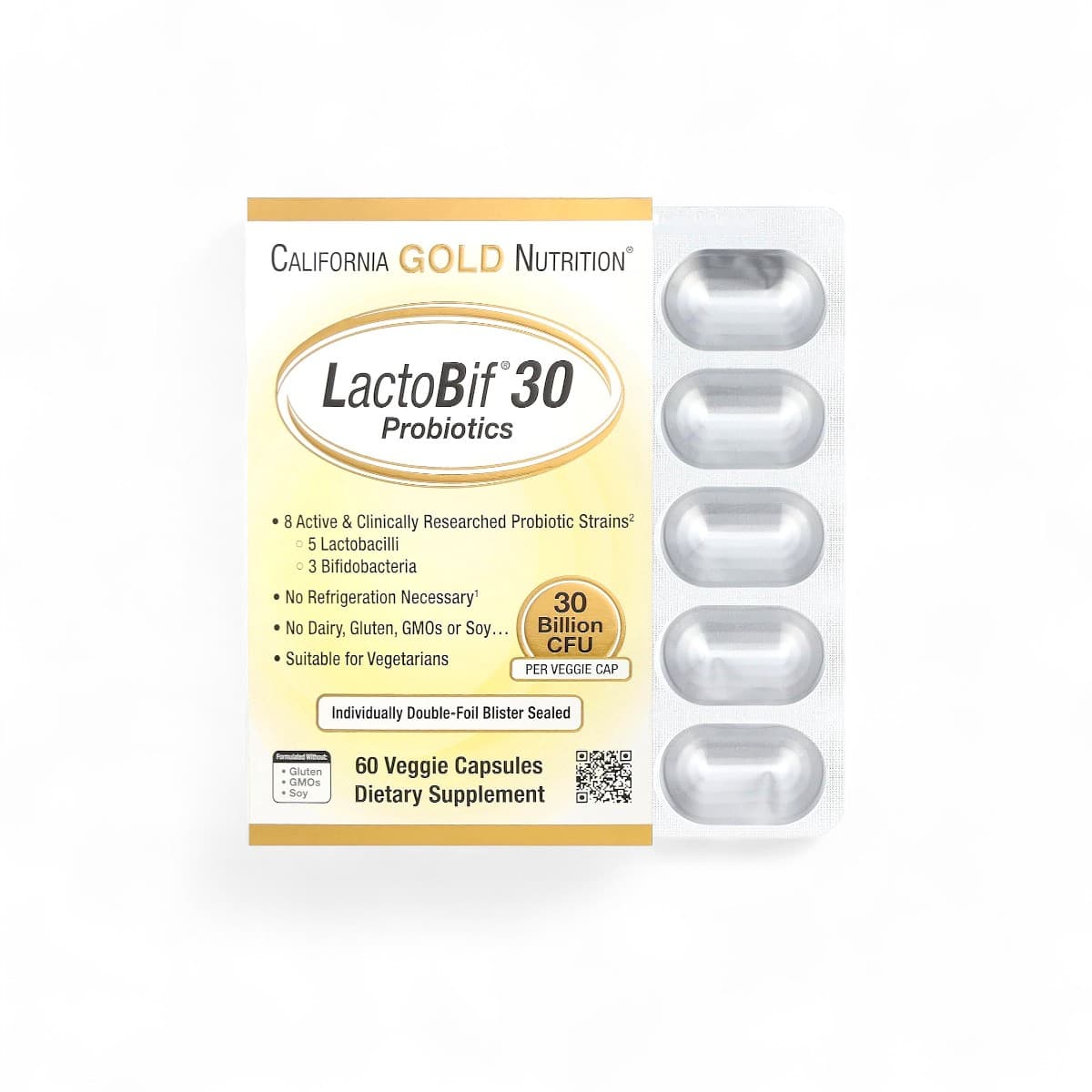 California Gold Nutrition, LactoBif® 30 Probiotics, 30 Billion CFU, 60 Veggie Capsules