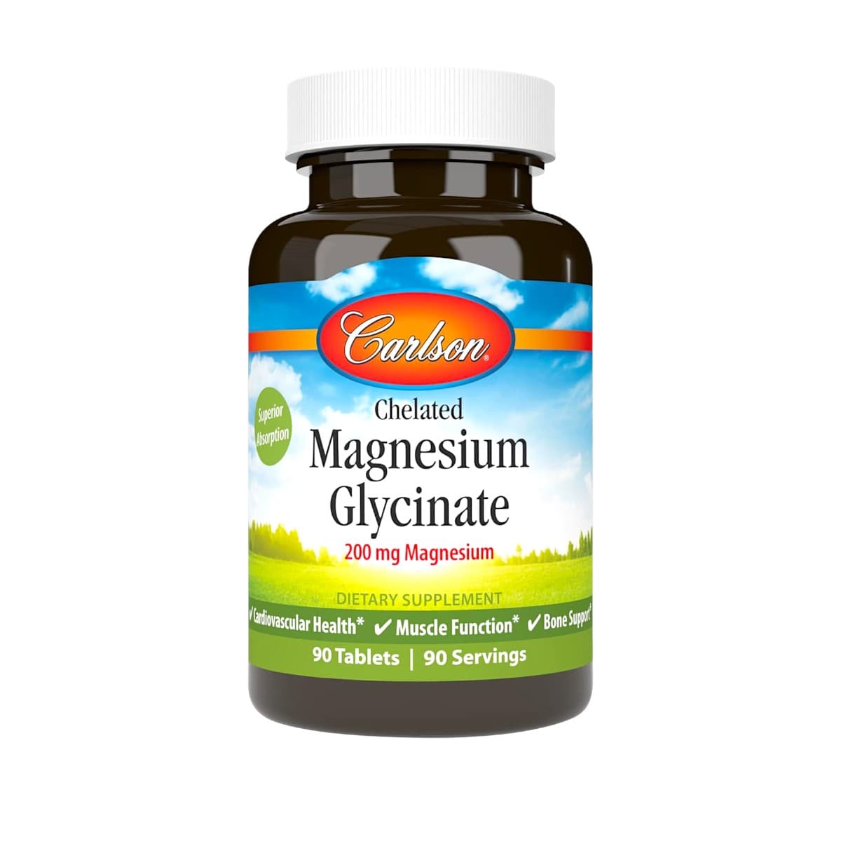 Carlson, Chelated Magnesium Glycinate, 200 mg, 90 Tablets