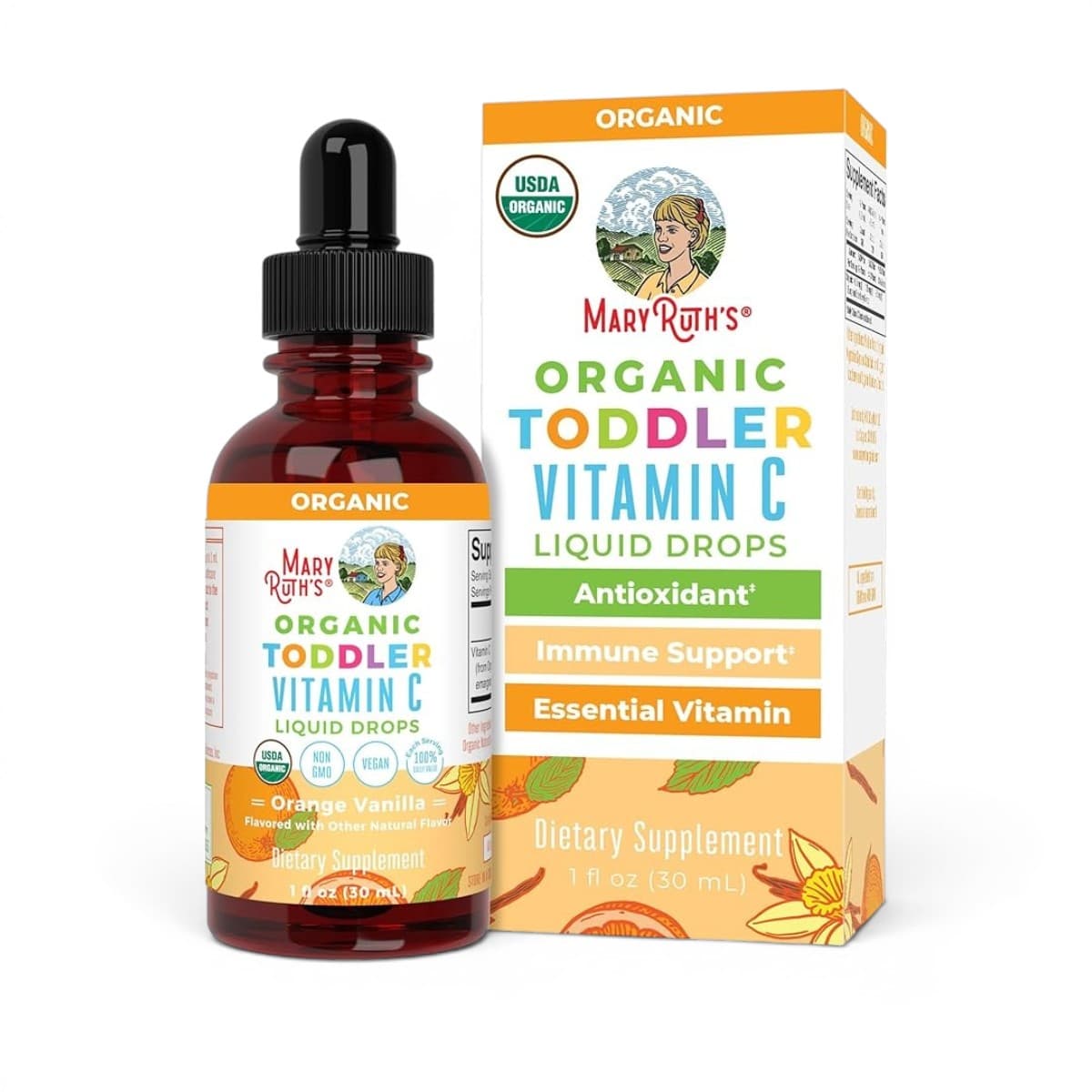 MaryRuth's, Organic Toddler Vitamin C Liquid Drops, 1-3 Years, Orange Vanilla, 1 fl oz (30 ml)