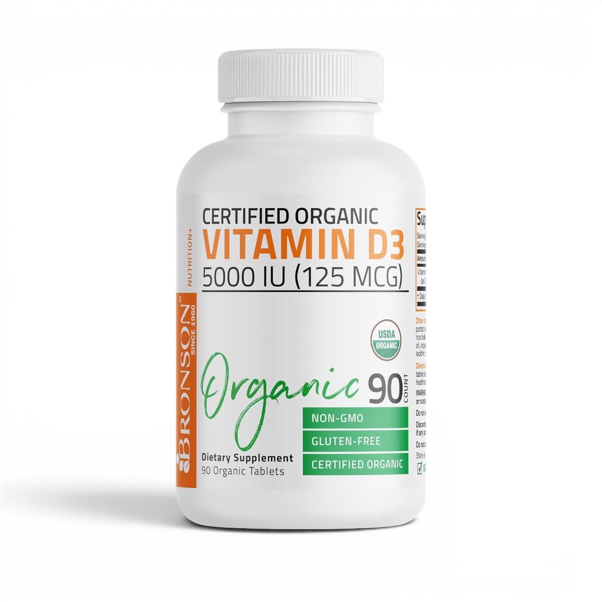 Bronson, Organic Vitamin D3, 5000 IU, 90 Tablets