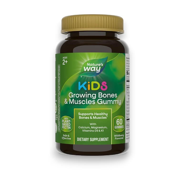 Nature's Way, Kids, Growing Bones & Muscles Gummy, Ages 2 +, Wildberry, 60 Gummies