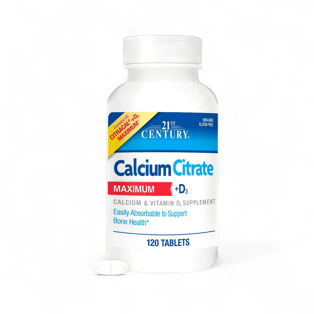 21st Century, Calcium Citrate Maximum + D3, 120 Tablets