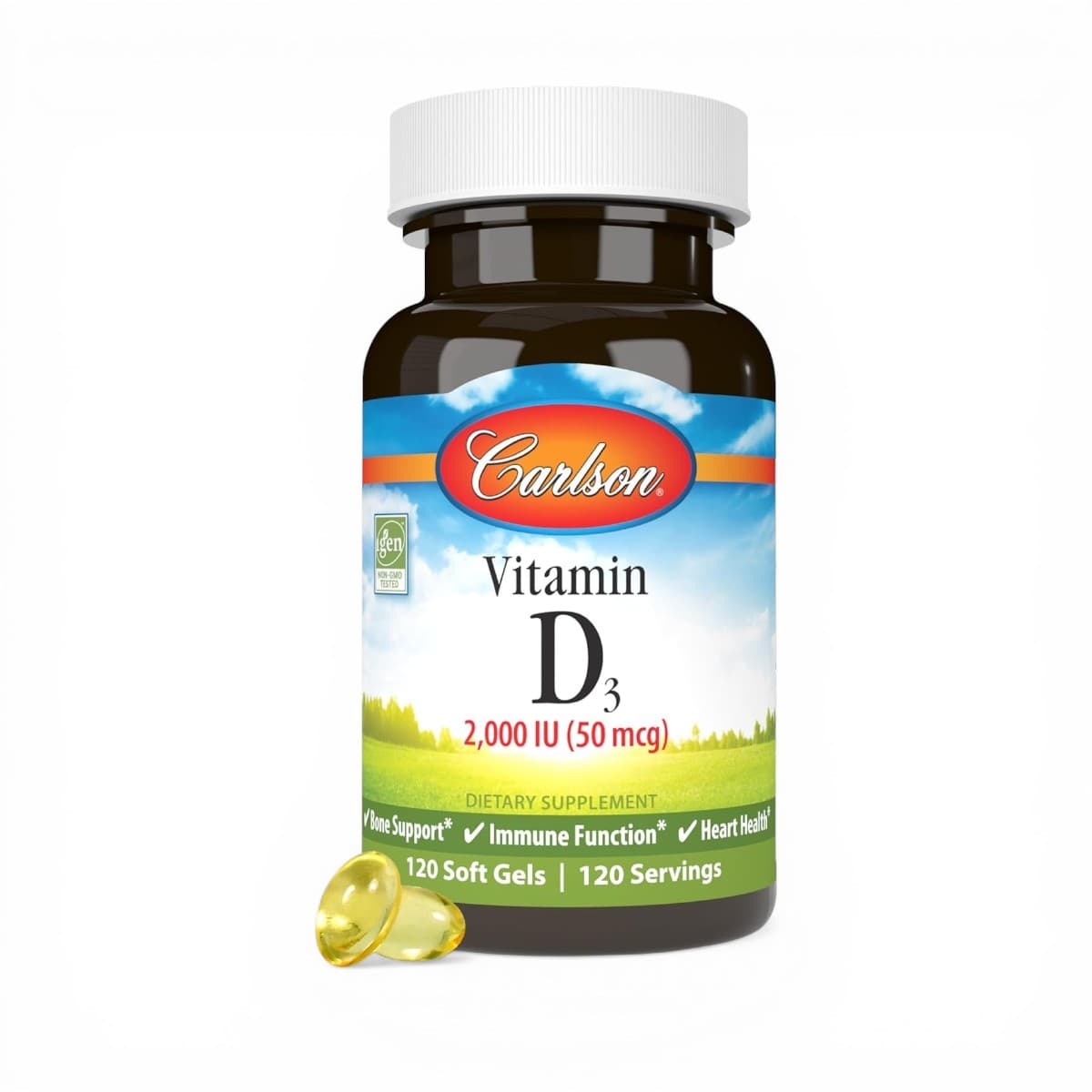 Carlson, Vitamin D3, 50 mcg (2,000 IU), 120 Soft Gels