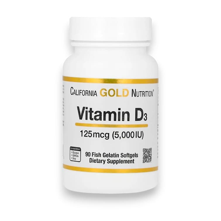 California Gold Nutrition, Vitamin D3, 125 mcg (5,000 IU), 90 Fish Gelatin Softgels